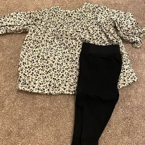 Floral smoked top and leggings set